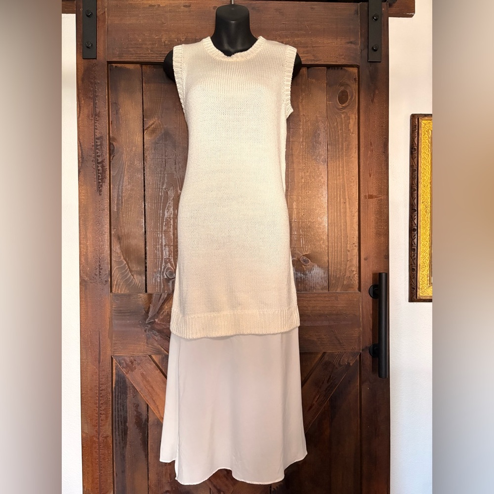 John + Jenn Cream Knit High Low Dress